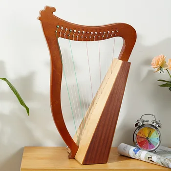Lihtne Puidust Lyre Harf Lõualuu 19 Stringid Kolmnurk Mini Shaker Professionaalne Vahend Bandolim Harpa De Liir String Instrument 3