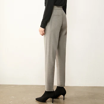 AMII Minimalism Sügisel Vintage Naiste Püksid Mood Kõrge Wasit Ruuduline Sirge Ankel-pikkus Naiste Püksid 12070441 3