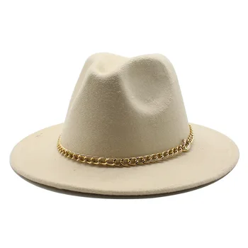 fedora mütsid must, khaki Lai Nokk Meeste ja Naiste müts Jazz mütsid Kiriku felted kett vöö kauboi Vintage luksus talvine naiste müts 3
