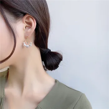 2021 Korea Õõnes Välja Ringi Imitatsioon Pearl Kõrvarõngad Prantsuse Elegantne Ringi Pärlid Klipp Kõrvarõngad Ilma Augustatud Naiste Lady 4
