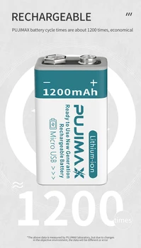 PUJIMAX 1tk 9V Laetav Aku 1200mAh Li-ion Aku, USB-Aku Multimeeter Mikrofon Mänguasi remote +laadimiskaabel 4