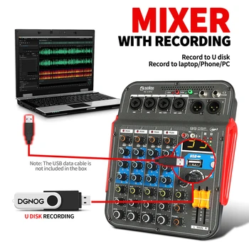 DGNOG Audio Mixer RE-4 PRO 4-kanaliga 99 DSP Efektid Professional Bluetooth ja USB Liides Pere Pooled Muusika Armastaja 4