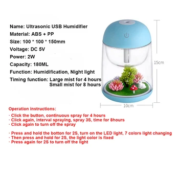 Mini Kaasaskantav Udu Niisutaja Läbipaistev Mikro-maastiku Õhu Niisutaja Spray Õhu Puhastaja Hajuti koos LED-Tuled Koju 4