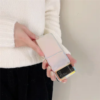 Rainbow Aurora Läbipaistva Kõva PC Phone Case For Samsung Galaxy Z Flip 3 5G Z Flip3 Laser Värviline Armastus Südames Põrutuskindel Kate 4