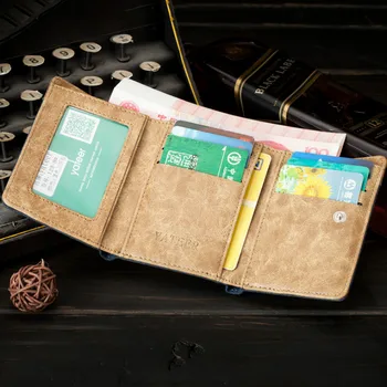 Retro Meeste Rahakott Business ID-Kaardi Omanike Rahakott Väike Nahast Kaardi Taskud Lühike Tri-fold rahakott Meestele Slim Rahakotid Rahakott 4