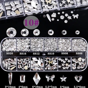 1200/660PCS Mix Ring Multi-Kujuline Šampanja Valge AB Valguse Värvid Flatback Teemandid Jewelry Nail Art Kive Kleebised Võlusid 4