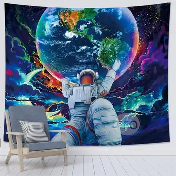 FFO Astronaut Välismaalase Tapestry Boho Hipi Fantaasia Ruumi Seina Seinavaibad Galaktika Planeedi Seina Art Esteetiline Dorm Teenetemärgi Vaip 4