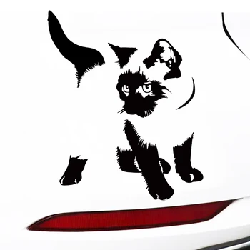 YJZT 12.7cmX17.5cm Loominguline Loomade Kass Graafiline Auto Kleebised Decal Must/Hõbe Vinüül Decor 4