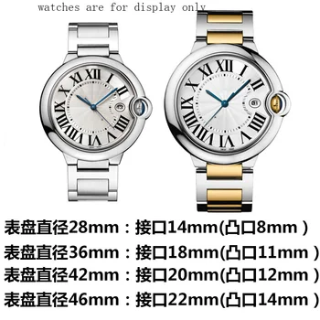 Roostevabast terasest watchband 14 18 20 22 mm hõbe, kuld, roosa kuld käevõru Asendamine metallist rihma BALLON BLEU DE vaata kett 4
