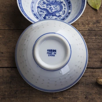 6inch Jingdezhen Keraamilised Lauanõud Ramen Kauss Hiina Vintage Sinine ja Valge Portselan Dragon Supp Riisi Kausid Köök Dinnerware 4