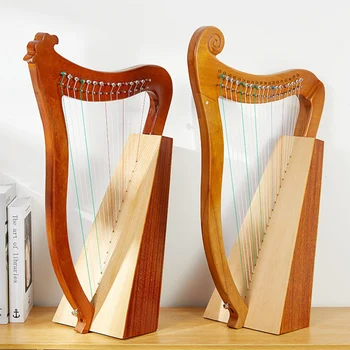 Lihtne Puidust Lyre Harf Lõualuu 19 Stringid Kolmnurk Mini Shaker Professionaalne Vahend Bandolim Harpa De Liir String Instrument 4