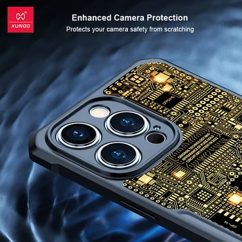 Xundd Luksus Puhas Kuld, Magnet Case For iPhone 14 Pro Max 14 Pluss Turvapadi Põrutuskindel Kest Käsitöö Circuit Muster Disaini Puhul 4