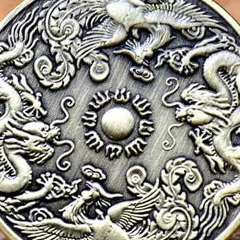 Hiina Draakon Õnnelik Mündi Vana Phoenix Copper Käsitöö Laekuva Mündid Suveniirid Mälestus Märk Kingitus Sõbrale 4