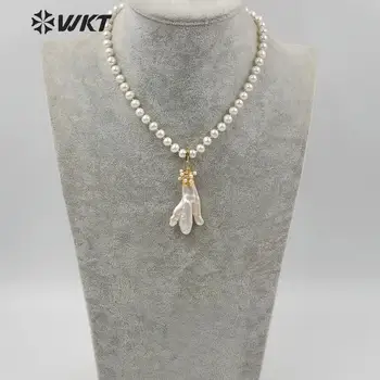 WT-JN117 Uus disain 14Inches pärl kaelakee pärl kett ebakorrapärase kujuga pärl messing traadist mähitud mood kaunistamiseks jewel 4