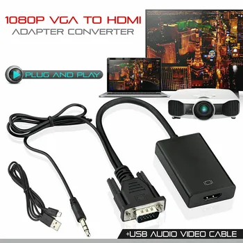 VGA To HDMI Adapter Väljund 1080P VGA Male to HDMI Female Audio-Video Kaabel Converter HDTV Sülearvuti Projektoriga 5