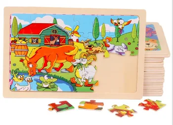parim hot müük 24tk puidust pusle, Montessori juhatuse koolieelsete lihtne puzzle juhatuse mänguasi tüdrukud poisid kingitus haridus mänguasjad 5