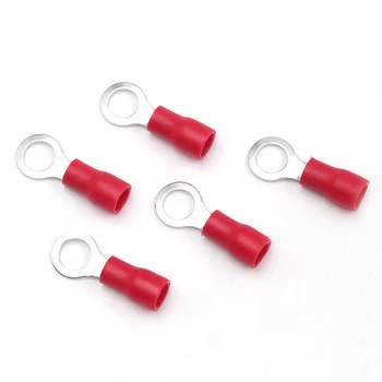 100TK/Pakk RV1.25-5 Punane Isoleeritud Press Ring Terminal Toitekaabli Pistik Juhe Vahemikus 0.5-1.5mm2 5