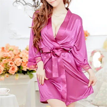 2020 Seksikas Naistepesu Pluss Suurus Satiin Pits Must Kimono Intiimne Sleepwear Kleit Seksikas Öö Kleit Naised, Erootiline Pesu 5