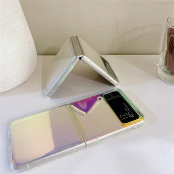 Rainbow Aurora Läbipaistva Kõva PC Phone Case For Samsung Galaxy Z Flip 3 5G Z Flip3 Laser Värviline Armastus Südames Põrutuskindel Kate 5
