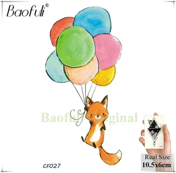 Baofuli Fox Cartoon Diamond Tree Ballon Ajutine Tätoveering Veekindel Geomeetriline Maali Kunsti Tätoveering Elevant Võltsitud Tatto Lapsed 5