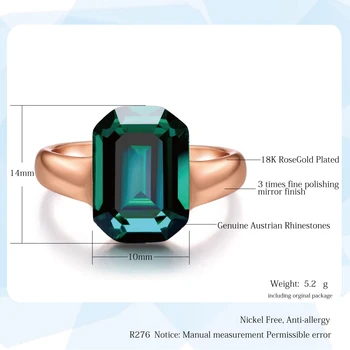 Roheline Suur Kristall Elegantne Sõrme Sõrmus HotSale Tõusis Kulla Värvi moebränd Punane Kristall Ehted Naistele anel DFR276 5
