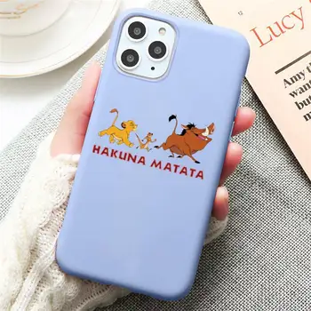 Hakuna Matata Lion King Telefon Case for iPhone 13 12 mini 11 Pro Max X-XR, XS 8 7 6s Pluss Kommid lilla Silikoonist kate 5