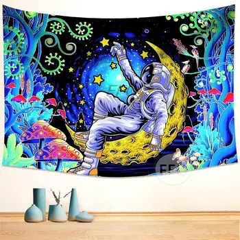 FFO Astronaut Välismaalase Tapestry Boho Hipi Fantaasia Ruumi Seina Seinavaibad Galaktika Planeedi Seina Art Esteetiline Dorm Teenetemärgi Vaip 5