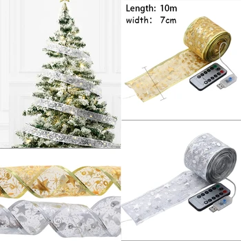 10M 100 LED-Christmas Ribbon Vibu USB Double Layer Haldjas Tuled Stringid kuuseehted Uus Aasta 2023 Navidad Home Decor 5