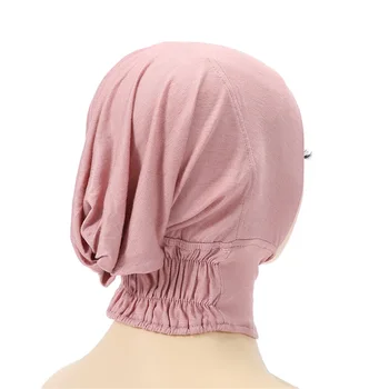 Uus Disain Plain Elastsus Moslemi Sisemine Mütsid Underscarf Modal Puuvill Hijabs Islami Pea Kandma Mütsi Mütsi Tahke Moslemi Headcover 5