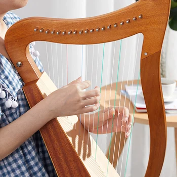 Lihtne Puidust Lyre Harf Lõualuu 19 Stringid Kolmnurk Mini Shaker Professionaalne Vahend Bandolim Harpa De Liir String Instrument 5