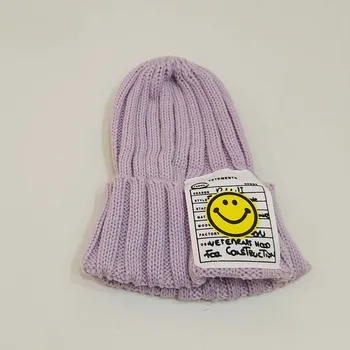 Candy Värvi Laste Smiley Silt Knite Müts Baby Talve Maandamiseks ühise Põllumajanduspoliitika Poisid Tüdrukud korea Versiooni Ski Mütsid Väljas 5