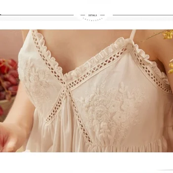 QWEEK Puuvill Nightgowns Valge Kleit Printsess Naiste Nightwear Sleepwear Tüdrukud Magada Nighty Lolita Magus Südame Suvi 5