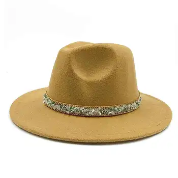 Meeste Fedora mütsid naiste Kauboi Lihtne villane müts jazz mütsid Briti stiilis müts Mood müts sügis-talv mööda suur Mitmevärviline müts 5