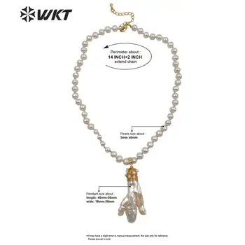 WT-JN117 Uus disain 14Inches pärl kaelakee pärl kett ebakorrapärase kujuga pärl messing traadist mähitud mood kaunistamiseks jewel 5